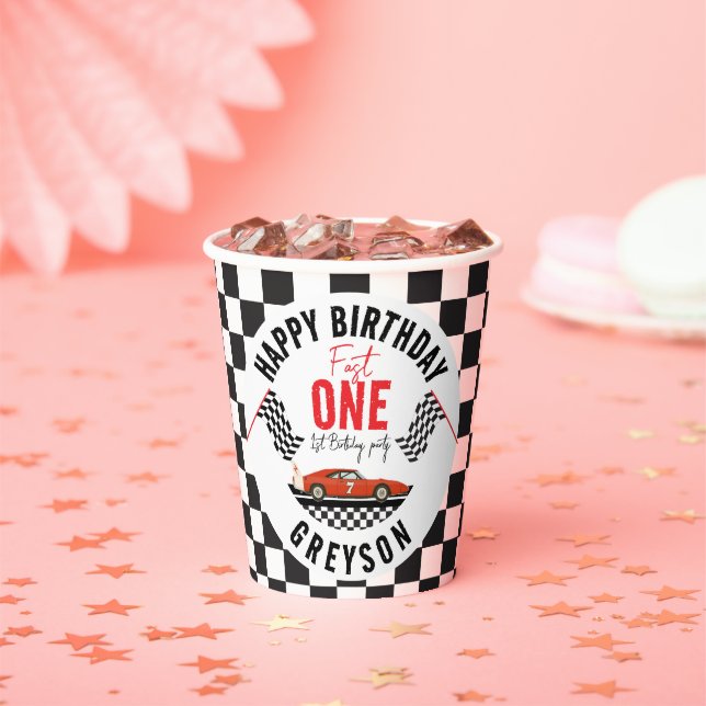  Fast One Race Car Boy 1st Birthday Party Paper Cups (Insitu)