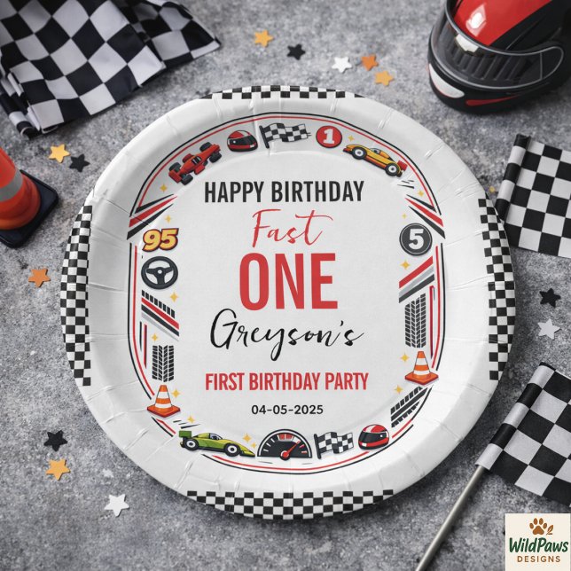 Fast One Race Car Boy 1st Birthday Party Paper Plate (Fast One Race Car Boy 1st Birthday Party Paper Plates
)
