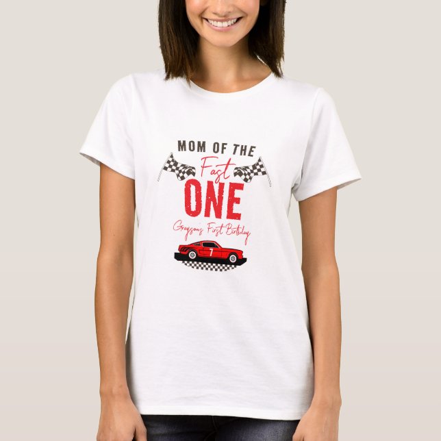 Fast One Race Car Boy 1st Birthday Party T-Shirt (Front)