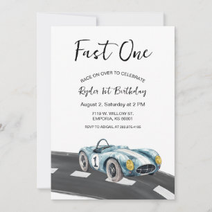 Fast One Race Car First Birthday Invitation