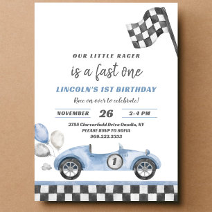 Fast One Race Car Vintage 1st Birthday Invitation