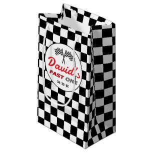 Fast ONE Race Flag Checkered Birthday Gift Bag