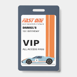 Fast One Racer's VIP Passes Birthday Invitation ID Badge