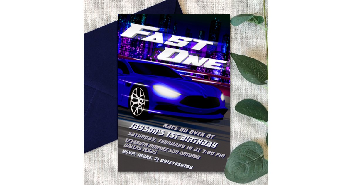 Fast One Racing 1st Birthday Invitation | Zazzle