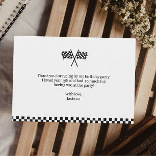 Fast One Racing Minimalist 1st Birthday Thank You Card