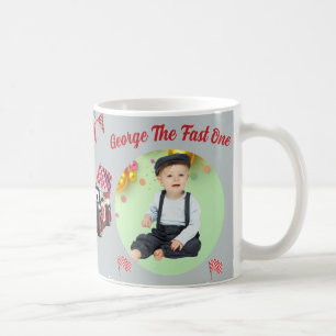 Fast One  Red & Black Race Car 1st Birthday Photo Coffee Mug