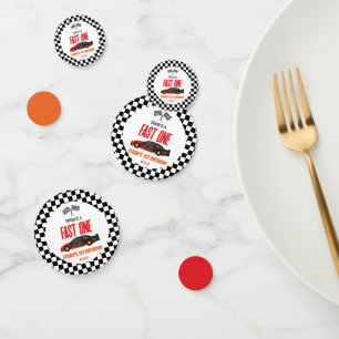 Fast One Red Flame Race Car 1st Birthday Party Confetti