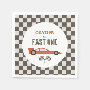 Fast One Red Race Car Birthday Napkin
