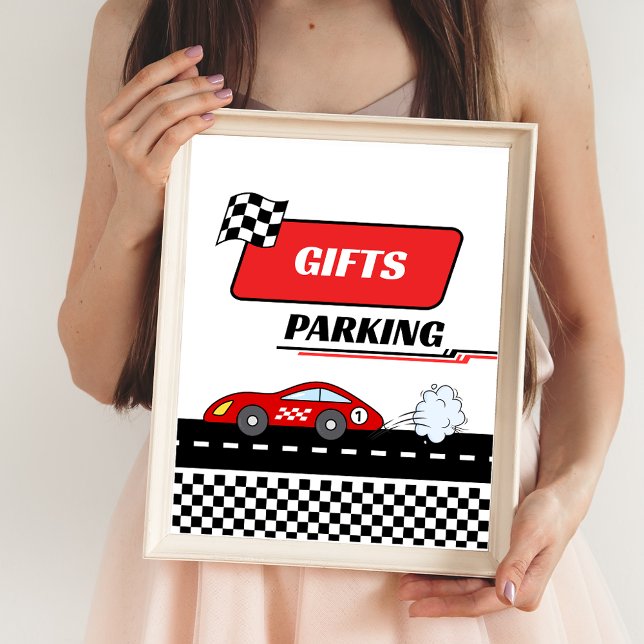 Fast one red race car boy birthday gifts parking  poster (Creator Uploaded)