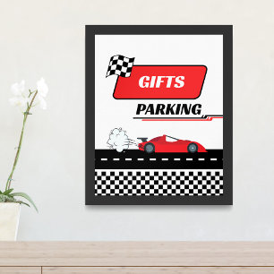 Fast one red race car boy birthday gifts parking  poster