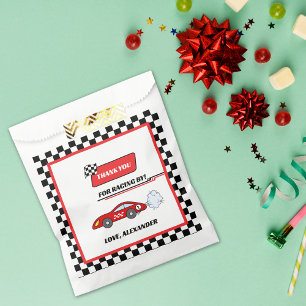 Fast one red retro race car theme boy's birthday  favour bags