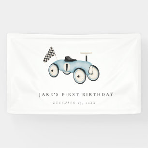Fast ONE Retro Car Ride-On Blue Banner