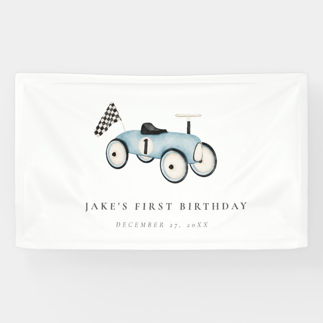 Fast ONE Retro Car Ride-On Blue  Banner (Horizontal)