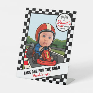 Fast ONE - Take One & Buckle Up! Favor Pedestal Sign