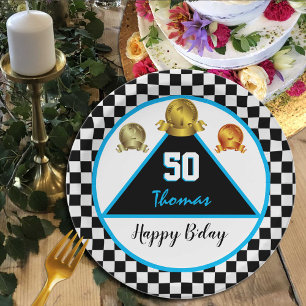 Fast Racer Birthday Plates, Racing Boy Anniversary Paper Plate