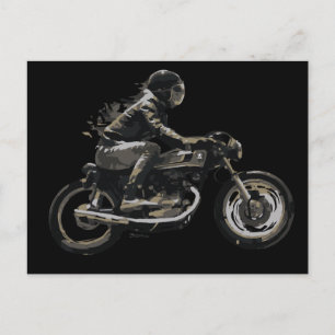 Fast Racing Cafe Racer Motorcyle Rider Postcard