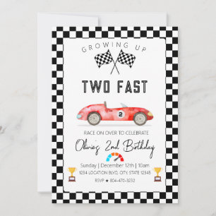 Fast Racing Car 2nd birthday Invitation