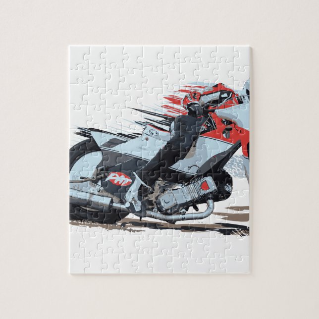 Fast Red Speedway Motorcycle Jigsaw Puzzle (Vertical)