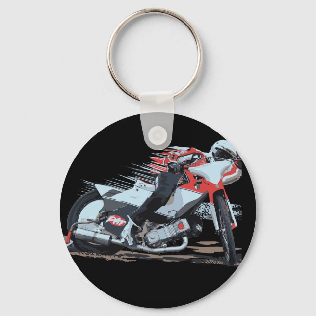 Fast Red Speedway Motorcycle Key Ring (Front)