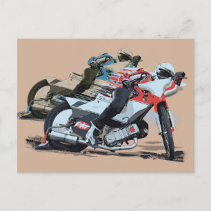 Fast Red Speedway Motorcycle Postcard