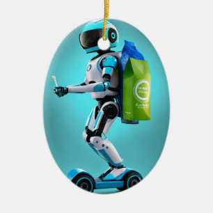 Fast running robot  ceramic tree decoration