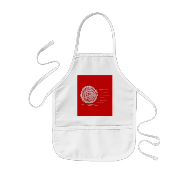 Fast. Rush. Symbol in Grey on Red. Kids Apron (Front)
