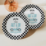 Fast & Six Blue Race Car 6th Birthday Party Paper Plate<br><div class="desc">This is a Fast & Six Blue Race Car 6th Birthday Party Paper Plates!</div>