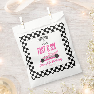 Fast & Six Pink Race Car 6th Birthday Party Favour Bags