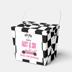 Fast & Six Pink Race Car 6th Birthday Party Favour Box