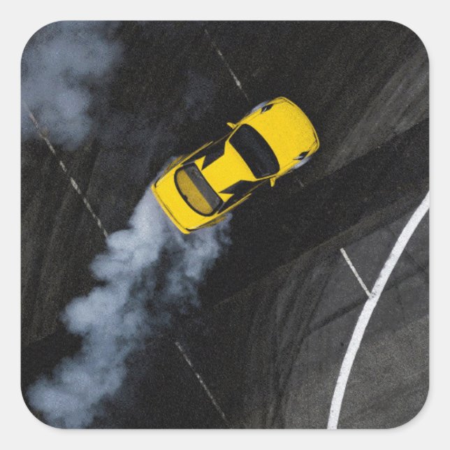 Fast Sport Car Drifting – Adult & Kids Racing Square Sticker (Front)