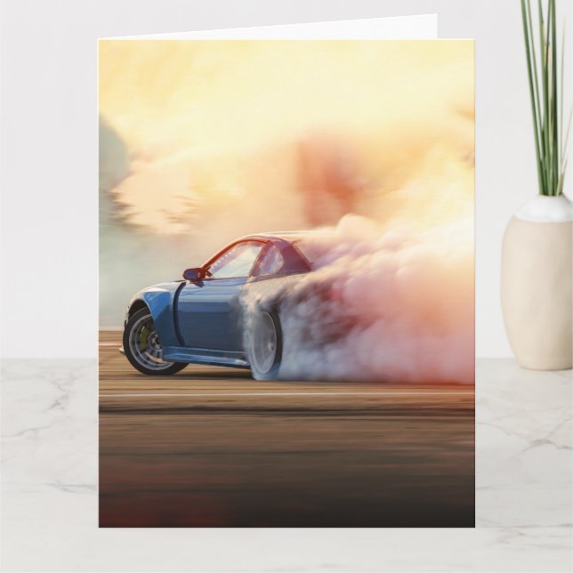 Fast Sport Car Drifting – Adult & Kids Racing Thank You Card (Front)