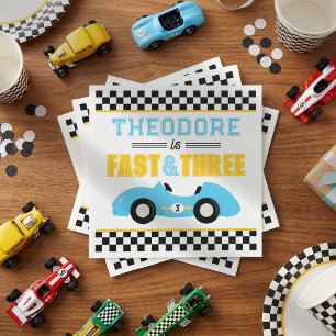 Fast & Three Race Car 3rd Birthday Party Napkin