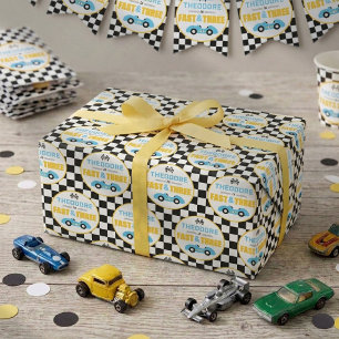Fast & Three Race Car 3rd Birthday Party Wrapping Paper