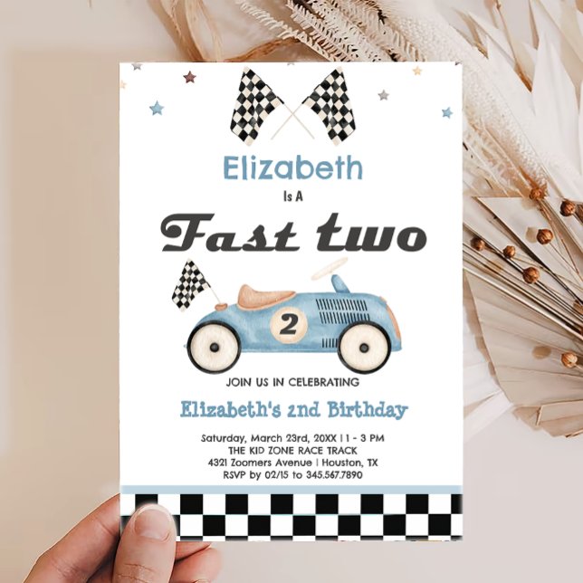 Fast Two Vintage Cute Cars Birthday invitations (Creator Uploaded)