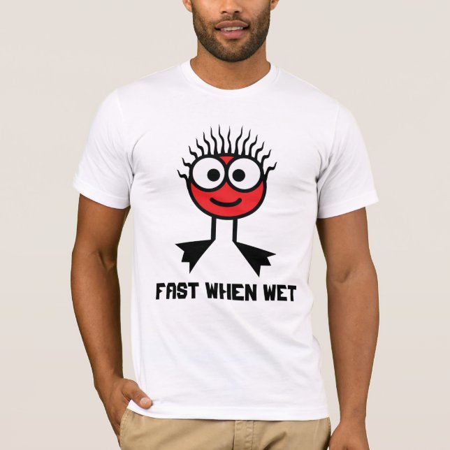 Fast When Wet - Red Swim Character T-Shirt (Front)
