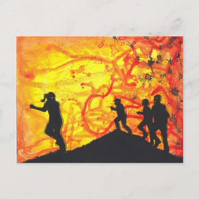 Fast Zombies Dark Art Horror painting art postcard (Front)