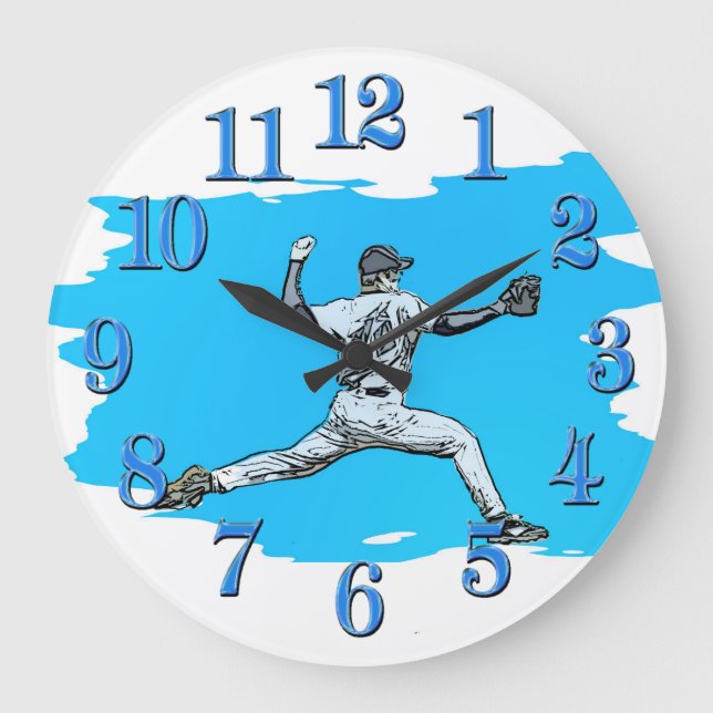 Fastball Baseball Pitcher Large Clock (Front)