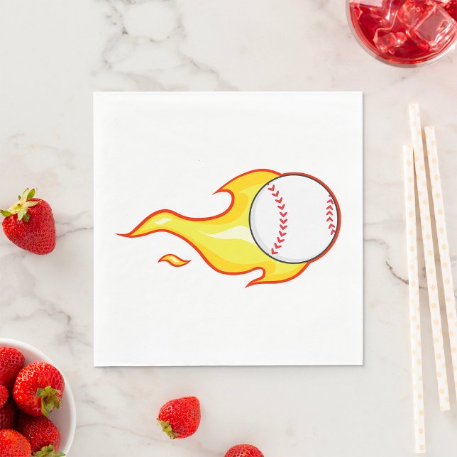 Fastball Flame Baseball Sports Napkin (Creator Uploaded)