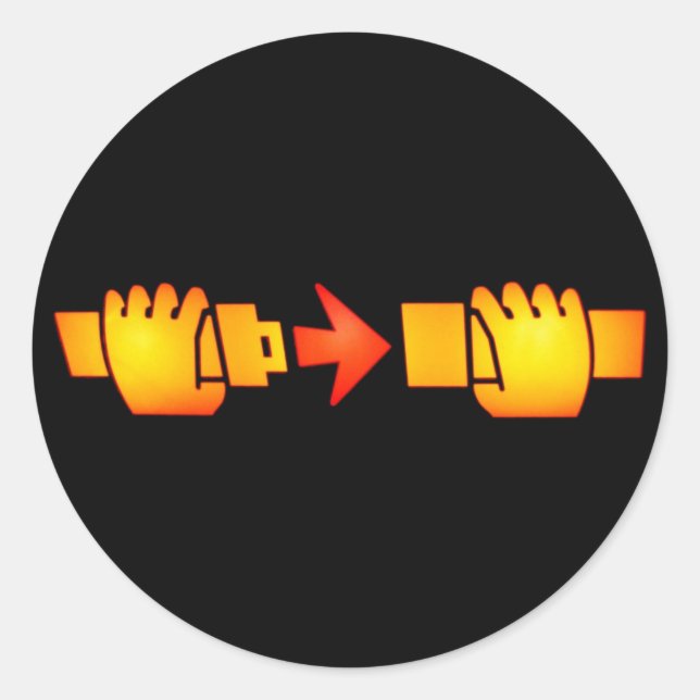 Fasten Seat Belt Sign Round Stickers (Front)