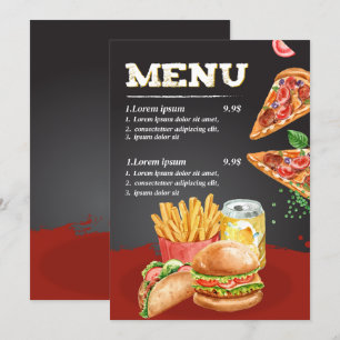 Fastfood restaurant food menu