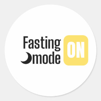 Fasting mode ON text design Classic Round Sticker