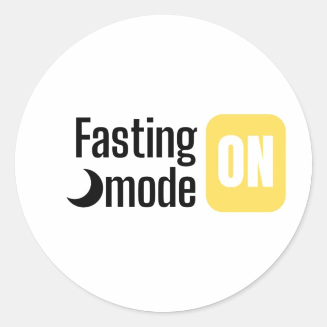 Fasting mode ON text design Classic Round Sticker (Front)