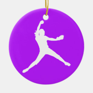 Fastpitch Ornament w/Name Purple