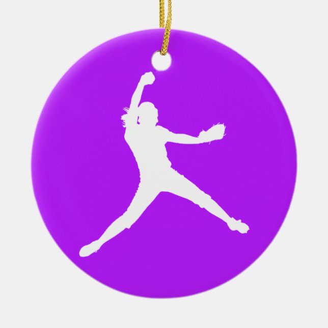 Fastpitch Ornament w/Name Purple (Front)
