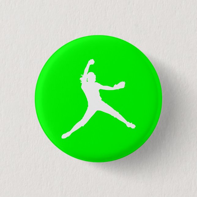 Fastpitch Silhouette Button Green (Front)