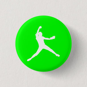 Fastpitch Silhouette Button Green