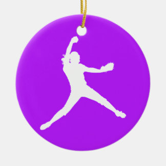 Fastpitch Silhouette Ornament Purple