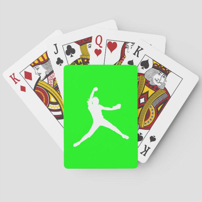 Fastpitch Silhouette Playing Cards Green (Back)