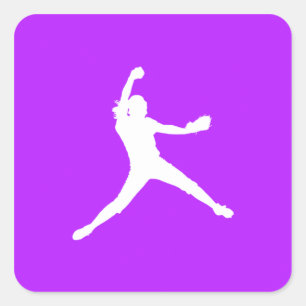 Fastpitch Silhouette Sticker Purple