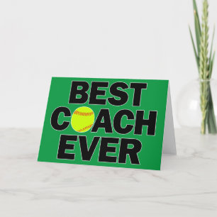 Fastpitch Softball Best Coach Ever Custom Colour Thank You Card